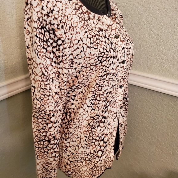 LANDS' END Leopard Print Cardigan Sweater - Picture 3 of 8